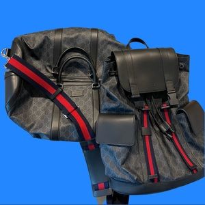 100% AUTHENTIC GUCCI GG SUPREME BACKPACK & LARGE DUFFLE